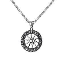 Vintage Nordic Viking Sun Flower Necklaces Triangle Symbol Round Pendant for Men Him Stainless Steel Chain Punk Male Jewelry 2024 - buy cheap