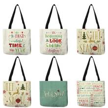 Colorful Christmas Joyful Wishes Print Shopping Tote Handbags Women Lady Casual Shoulder Bags Large Capacity B13116 2024 - buy cheap