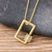 Hot Sale Copper Zirconia Clasp Lock Carabiner Micro Pave CZ Lock Square Shaped Jewelry Best Necklace Gift For Women Couples 2024 - buy cheap