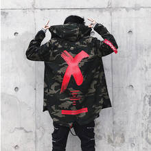 Autumn Winter Irregular X Print Camouflage Jacket Coat Men Loose Hip Hop Windbreakers Hooded Jacket Casual Long Sleeve Outerwear 2024 - buy cheap