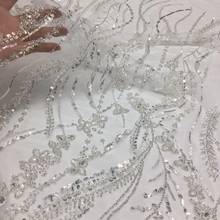 Luxury Handmade Beaded Lace Fabric Embroidery French Mesh Sequins Latest African Tulle Mesh Lace Fabric Sewing XX4592 2024 - buy cheap