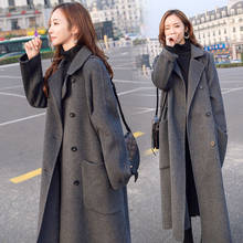 2020 novo outono inverno feminino casaco de lã moda feminina longo único breasted magro sólido estilo coreano quente elegante misturas q367 2024 - compre barato
