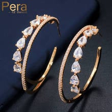 Pera Full Pave Tear Drop Cubic Ziconia Crystal Big Round Double Circle Hoop Earrings for Women Wedding Costume CZ Jewelry E435 2024 - buy cheap