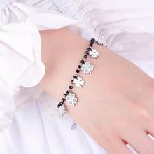 Multi Crystal Four Clover Charms Bracelet For Women Rose Gold Stainless Steel Lucky Clover Bracelet Fashion Jewelry Gifts NEW 2024 - buy cheap