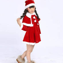 Autumn Winter Christmas Clothes For Girls New Year Costume Santa Claus Evening Dresses Shawl Hat Xmas Outfits For Kids Girl 2024 - buy cheap