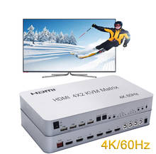 HDMI 2.0 4x2 HDMI KVM Matrix Audio Video Switch Splitter Dual Display 4K 60hz Support 2 USB Mouse Keyboard Control 4 Computer PC 2024 - buy cheap