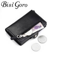 Bisi Goro 2021 New Cion Purse Short Card Wallet PU Leather Card Holder RFID Blocking Money Bag Safety Slim Wallet RFID Card Case 2024 - buy cheap