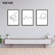 Carteles de dibujo de líneas de arte musical minimalista, arte abstracto de pared de Piano, pintura impresa en lienzo, imágenes decorativas de guardería para dormitorio 2024 - compra barato