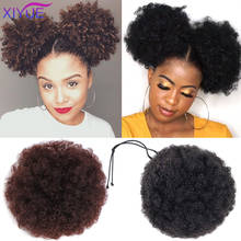Extensão de cabelo sintético, puff afro americano, coque afro envoltório, extensão de cabelo, afro curto, coque cacheado, clipe em extensão de cabelo 2024 - compre barato
