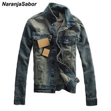 NaranjaSabor Autumn Spring New Men Denim Jacket Casual Slim Fit Solid Color Outerwear Fashion Male Jean Coat Brand Clothing N551 2024 - buy cheap