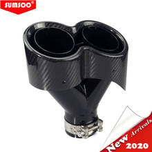 SUMSOO new hot-selling carbon fiber muffler  Y-type conjoined double outlet  universal  stainless black exhaust pipe muffler 2024 - buy cheap