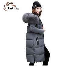 Cotday Hooded Fur Collar Winter Large Sizes Coat Jacket New Long Warm Thick Women Loose Padded Parkas Outwear Coats 2024 - buy cheap