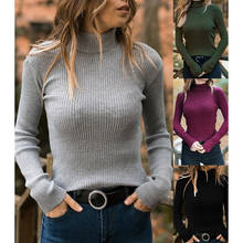 Suéter de cuello alto para mujer, Jersey ajustado, Tops de punto, invierno, 2019 2024 - compra barato