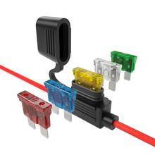 5 pçs/lote inline fusível titular 14awg/12awg 32cm cabo pigtail lâmina fusíveis suportes com atc fusíveis 5a-40a 2024 - compre barato