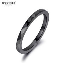 BOBOTUU Trendy 2mm Black & White Cutting Ceramics Rings Jewelry Wedding Engagement Rings For Women Anneaux Anillos BR19051 2024 - buy cheap