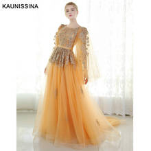 KAUNISSIN Ball Gown Prom Dress Evening Dresses Tulle Appliques Beading Party Bridal Vestidos Evening Gowns Muslim Formal Robe 2024 - buy cheap