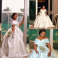 Новое Дешевое бальное платье в африканском стиле, свадебные платья с открытыми плечами, плиссированное свадебное платье со шлейфом, свадебные платья Vestidos De Novia 2024 - купить недорого