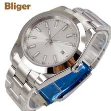 Автоматические механические часы Bliger, 40 мм, мужские водонепроницаемые часы с белым циферблатом, светящимся датой, стальным браслетом, сапфировым ободком, наручные часы MIYOTA 201 2024 - купить недорого