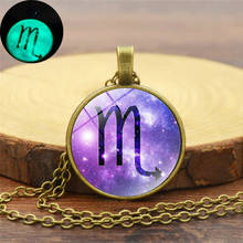 Women Men 12 Constellations Luminous Glass Alloy Pendant Necklace Fashion Copper Chain Glow In The Dark Necklace Jewelry Gift 2024 - buy cheap