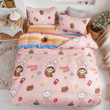 Cute Cartoon Bedding Set Children Girls Nordic Pink Duvet Cover Set Single Double Queen King 220x240 Cat Floral Bed Linen Covers 2024 - buy cheap