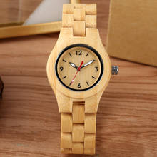 Relógio feminino ponteiro luminoso de madeira, relógio de pulso feminino quartz de madeira 2024 - compre barato