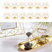 Candelabro de hierro geométrico 3D, candelabro de pared, adornos dorados para el hogar, candelabro a juego, decoración para el hogar y la boda, 12 Uds. 2024 - compra barato