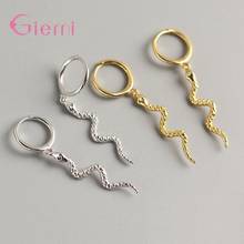 Fashion Simple 925 Sterling Silver Gold Snake Hoop Earrings Punk Animal Earrings For Women Jewelry Supplies Brincos 2024 - buy cheap