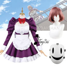 Fantasia feminina de anime de cintura alta, roupa de empregada fuku kamen para cosplay tenkuu shinpan, traje de halloween para mulheres 2024 - compre barato