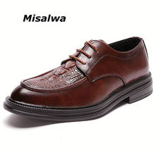 Misalwa Fashion Men Oxford Formal Shoes Spring Autumn Crocodile Pattern PU Artificial Leather Men's Dress Shoes Office 2024 - buy cheap