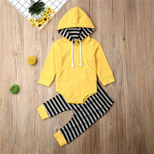 0-24months 2pcs Newborn Clothes Set Yellow Green Gray Hoodies Jumpsuits Set Baby Boys Rompers Striped Pants Baby Boys Active Set 2024 - buy cheap