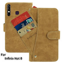 Capa carteira de couro vintage infinix, estojo protetor para telefone celular de 6.52 "com espaços para cartões, suporte magnético 2024 - compre barato