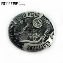 Bullzine wholesale zinc alloy retro Loud pipes belt buckle motor engine belt buckle FP-03116-2 cowboy jeans gift belt buckle 2024 - buy cheap