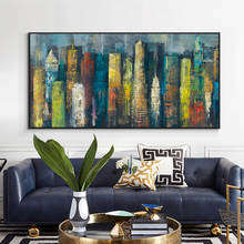 Abstract Colorful Buildings 100% Hand Painted Oil Painting On Canvas Abstract Wall Art Without Frame Handmade Art For Home Decor 2024 - buy cheap