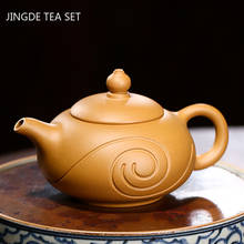 Bule de chá yixing autêntico, filtro de argila roxo, seção de ouro, chaleira de lama artesanal, boutique personalizado 200ml 2024 - compre barato