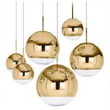 Luxuloy luminária moderna espelhada globo de luz pingente bola de vidro cobre prata dourado lâmpada moderna lustre de cozinha 2024 - compre barato
