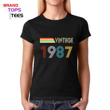 Vintage 1987 T shirts women Retro Born in 1987 T-shirt 80s Apparel Youth 33th Year Birthday gift Classic Fashion Clothing 2024 - buy cheap