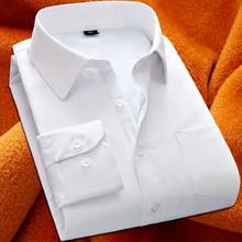 Men's Pure color Add wool warm Cotton Dress Shirts Male High Quality Long Sleeve Slim Business Casual Shirt Plus Size 5XL 2024 - buy cheap