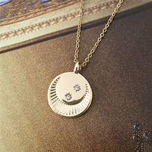 New Fashion Moon Star Gold Color Pendant Necklace Carving Mon Shape Clear Stone Decorate Coin Pendant Necklace 2024 - buy cheap