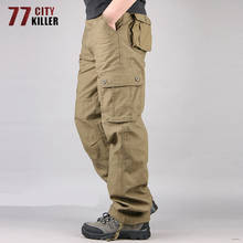 Calças cargo masculinas, calças de algodão táticas militares de vários bolsos, calças retas, esportivas, masculinas, de 29 a 44 2024 - compre barato