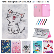 Funda para Samsung Galaxy Tab A A6 10 1, carcasa de 2016 SM-T585, gato, unicornio, soporte, cartera, tableta para Tab A 6 10,1 T580 T585 2024 - compra barato