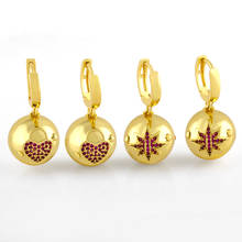 FLOLA Gold Vermeil Virgin Mary Drop Earrings For Women Star Heart Ball Huggie Earrings Dangle CZ Pave Zirconia Jewelry ersw29 2024 - buy cheap