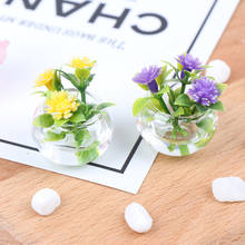 1:12 Dollhouse Miniature Simulation Hydroponic Glass Plant Potted Flowers Model 2024 - buy cheap