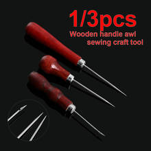 1/3Pcs Hot Wooden Handle DIY Leather Tent Awl Pin Punch Hole Repair Tool Hand Stitcher Leathercraft Needle Sewing Accessories 2024 - buy cheap