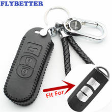 Flybetter couro genuíno 3 botão caso chave inteligente capa para mazda m3/m6/CX-7/CX-9/MX-5/miata/axela/atenza/cimeira l41 2024 - compre barato