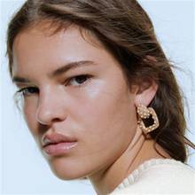2020 Newest ZA Geometric Square Drop Earrings Women Inlay Rhinestone Faux Pearl Earrings Female Indian Wedding Earrings Jewelry 2024 - buy cheap