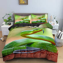 Padrão animal cobra verde jogo de cama para adulto capas cama único casal rei rainha tamanho linhas conjuntos 2/3pcs crianças roupas 2024 - compre barato