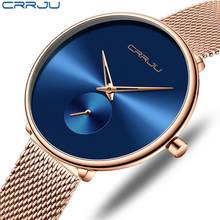 Crrju 2165 relógio feminino de aço, relógio minimalista para mulheres de quartzo elegante e à prova d'água 2024 - compre barato