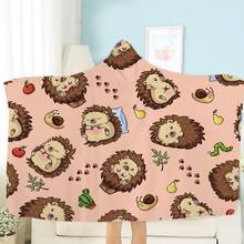 Hedgehog Hooded Blanket Cartoon Animals Blanket 3D Print Home Textile Blanket Soft Wearable Blanket For Bedroom Fleece Blanket 2024 - buy cheap