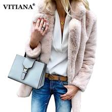 VITIANA Women Plus Size Colored Casual Faux Fur Coat Ladies 2018 Autumn Winter Elegant Pink Warm Soft Outwear Oversize Jacket 2024 - buy cheap