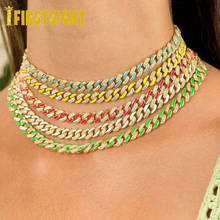 New 8mm Colorful Ename Rhinestonel Miami Curb Cuban Choker Adiust Size Gold Color CZ Cuban Link Necklace Women Hip Hop Jewelry 2024 - buy cheap